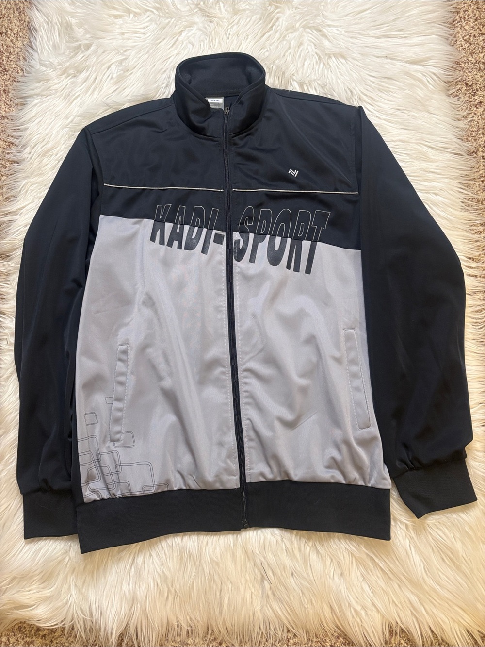 Kadi-Sport Men's Black and Gray Lightweight Track Jacket, 3XL